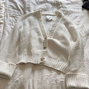 Abercrombie & Fitch Cream Textured Cardigan